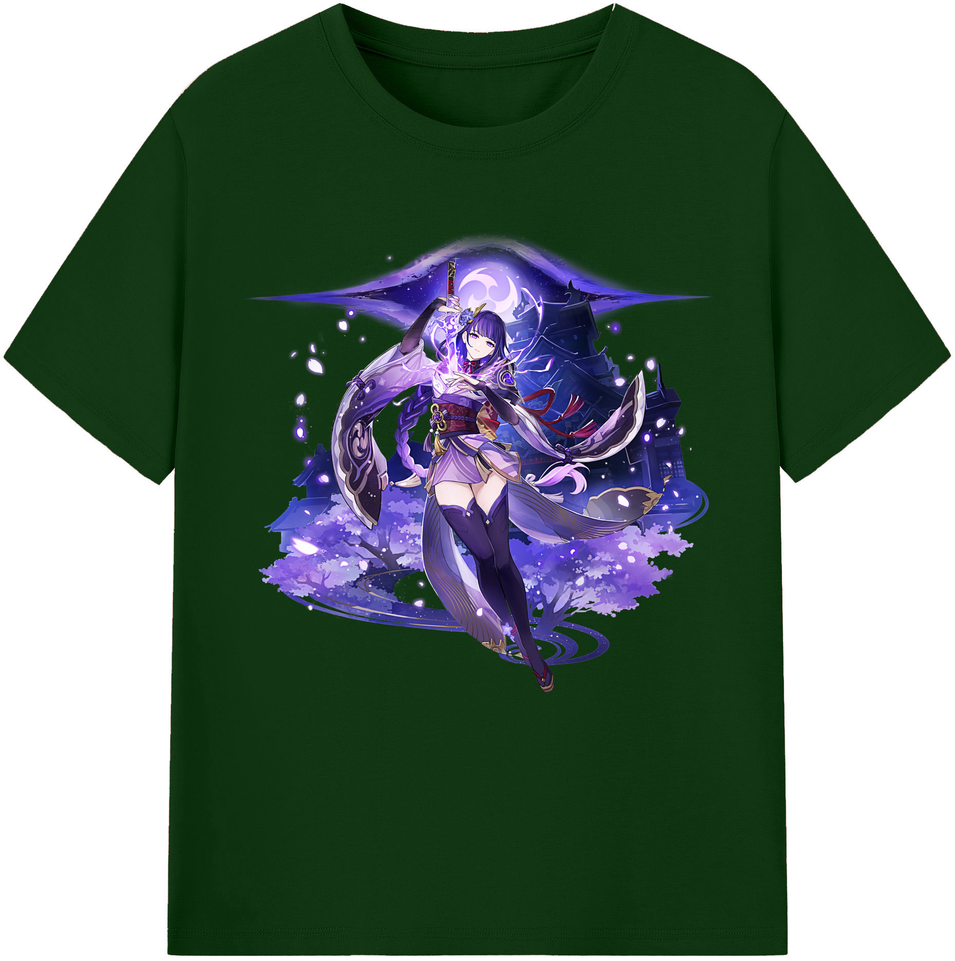 げんし神 雷電将軍 らいでんしょうぐん genshin Raiden Shogun 綿100％半袖Tシャツ（フロントプリント）